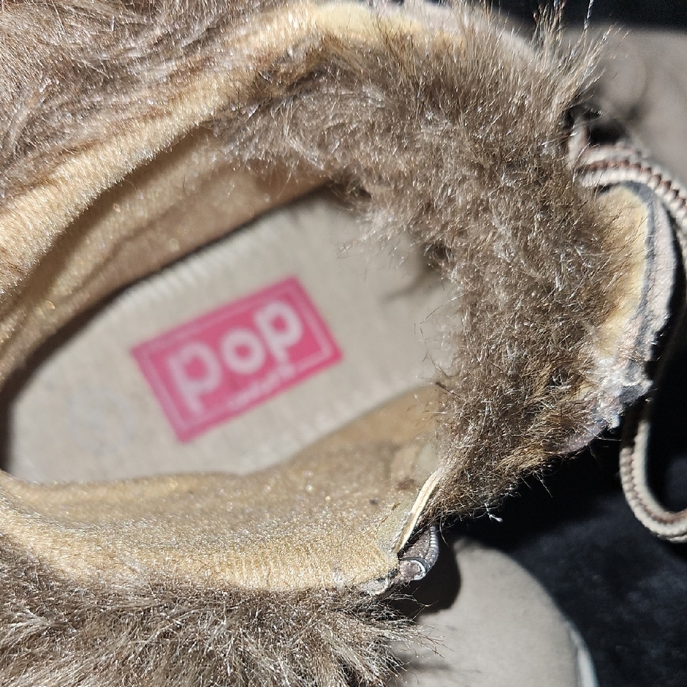 pop Taupe Faux Fur Lace-Up Winter Boots - Picture 8 of 8